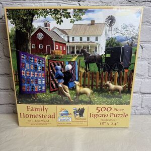 SunsOut FAMILY HOMESTEAD 500 Pc Jigsaw Puzzle #28769 18x24" T Wood AMERICANA NIB